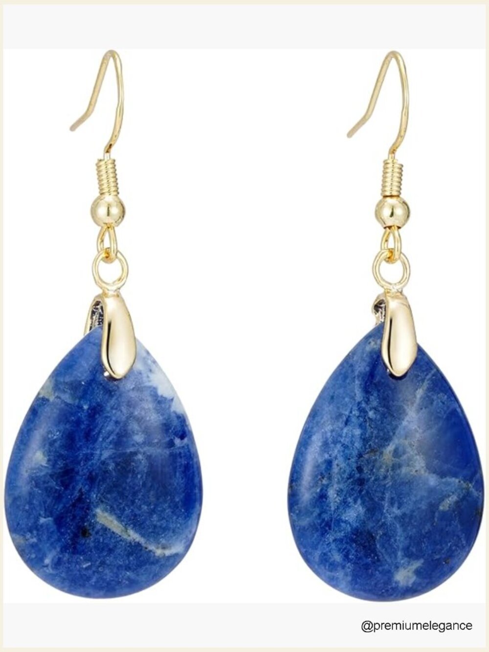 Natural Blue Vein Stone Dangle Drop Earrings Hypoallergenic Lightweight Gift